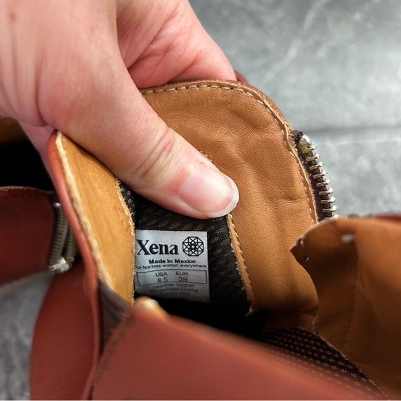 Xena Brown Leather Gravity Ankle Boots Workwear Steel Toe Size 8.5 - Picture 12 of 15